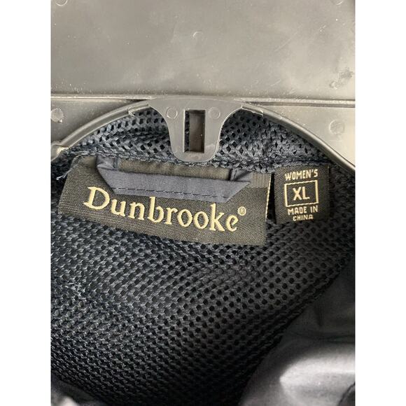 Dunbrooke Jacket Women‎ XL Packable Travel Coat Hood Full Zip Pockets Black/Blue - Picture 3 of 7